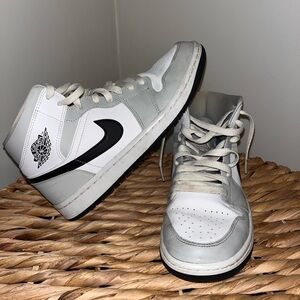 White and Gray Air Jordan 1’s Sneakers